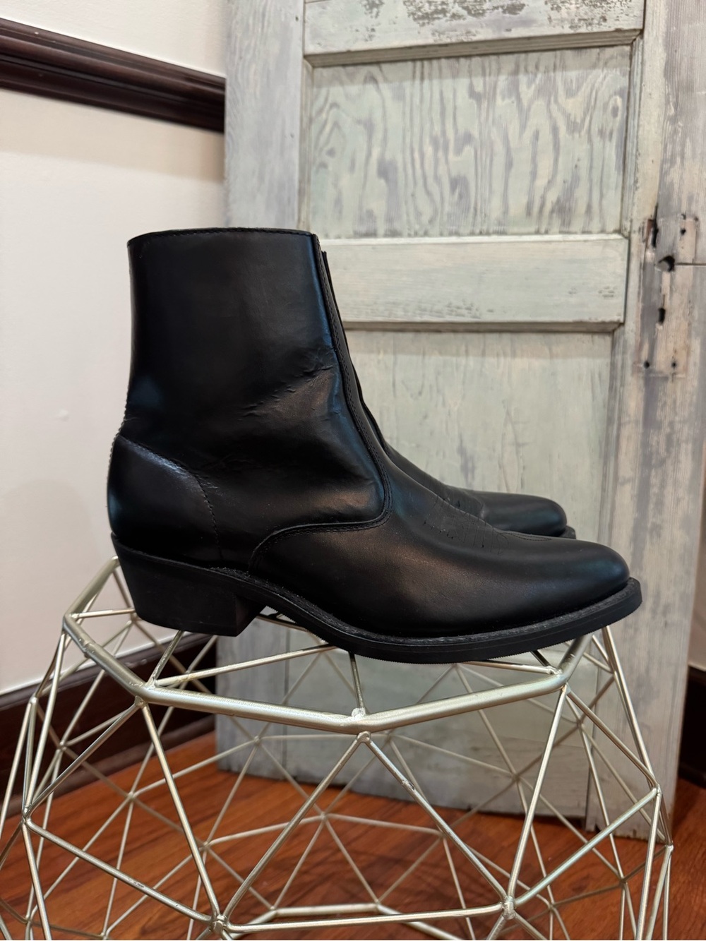 LAREDO LONG HAUL MENS BLACK LEATHER ZIP SHORT WESTERN DRESS BOOT 62001 MENS 11.5